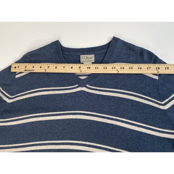 LL Bean V-Neck Striped Sweater Mens SZ XL Reg Cashmere Blend Long Sleeve 288662 - Picture 11 of 12